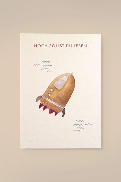 leevje Postkarte Rakete Hoch sollst Du Leben