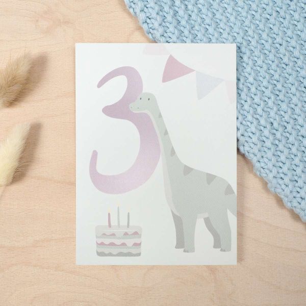 mintkind Postkarte Geburtstag 3 Dino