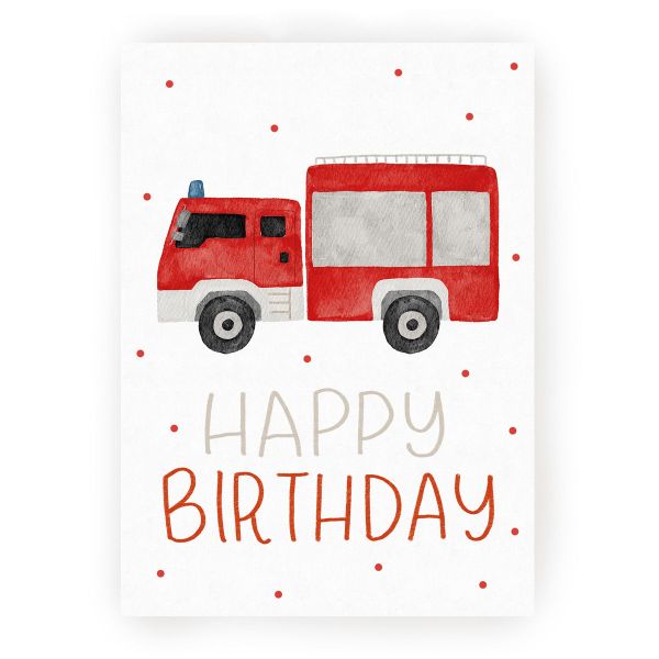 Hej Hanni Postkarte Geburtstag Feuerwehr