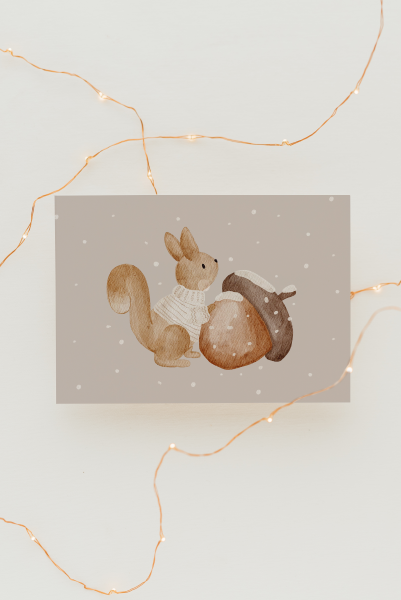 Hej Hanni Postkarte Weihnachtskarte Eichhörnchen